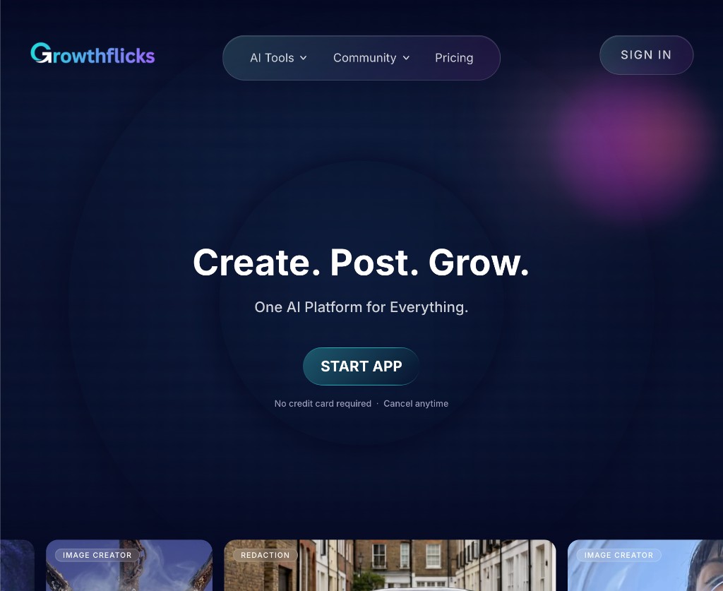 GrowthFlicks AI-enabled SaaS platform homepage